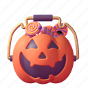3d, pumpkin, shaped, halloween, candy, container, party, gift, banner 