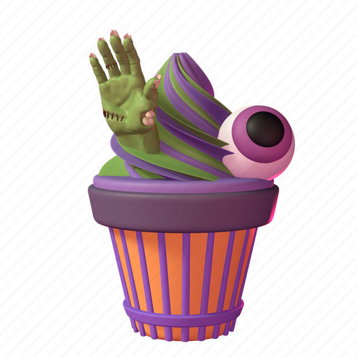 3d, halloween, zombie, cupcake, candy, illustration, party 3D illustration - Download on Iconfinder