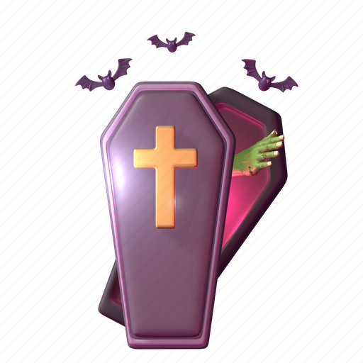 Halloween, zombie, hand, 3d, coffin, gravestone, evil 3D illustration - Download on Iconfinder