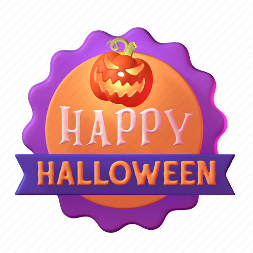 Spooky, pumpkin, halloween, badge, 3d, candy, decoration 3D illustration - Download on Iconfinder