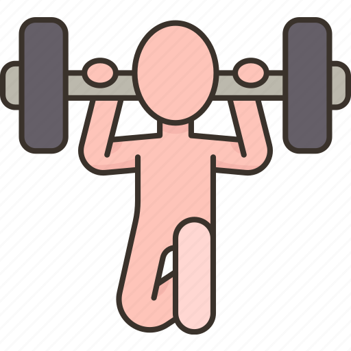 Weightlifting, kneel, barbell, snatch, jerk icon - Download on Iconfinder