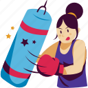 punching, bag, boxing, gym, exercise, sport