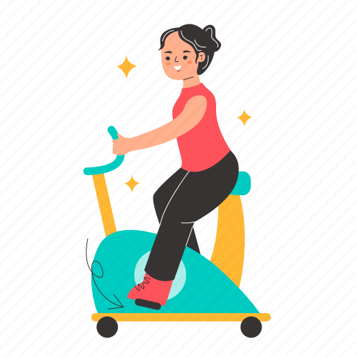 Gym bike, cycling, workout, bike, fitness, sport center, sport illustration - Download on Iconfinder