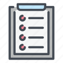 checklist, clipboard, plan, list