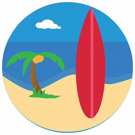 Beach, palmtree, sea, sports, surfboard, surfing icon - Download on Iconfinder