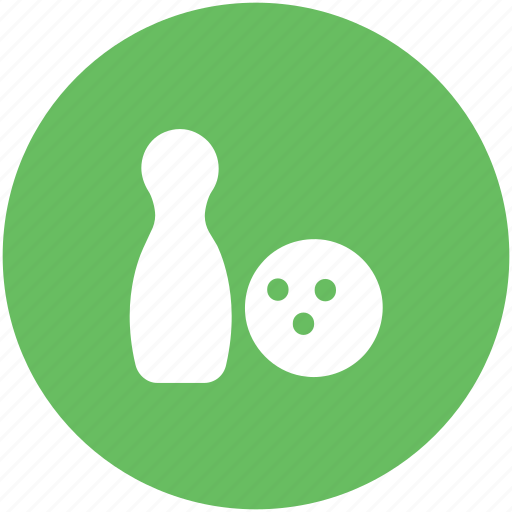 Alley pins, bowling ball, bowling game, bowling pins, game, hitting pins, sports icon - Download on Iconfinder