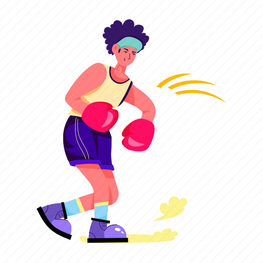 Boxer, fighter, punching man, sportsperson, athlete illustration - Download on Iconfinder