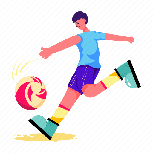Soccer player, football player, kick football, football game, hit football illustration - Download on Iconfinder