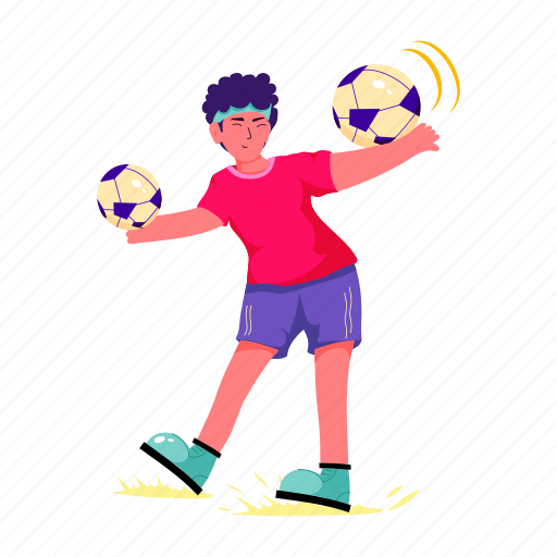 Soccer player, football player, football game, hit football, kick football illustration - Download on Iconfinder