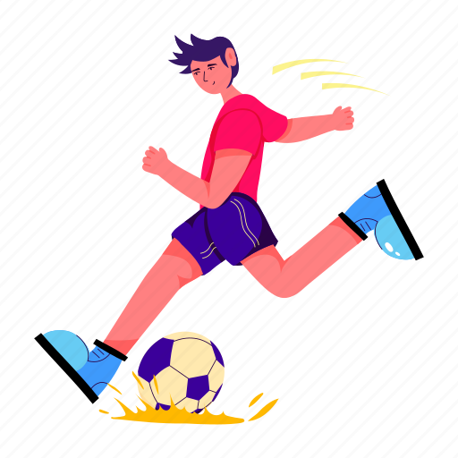 Soccer player, football player, kick football, football game, hit football illustration - Download on Iconfinder