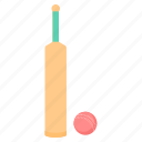 ball, bat, cricket, game, sports