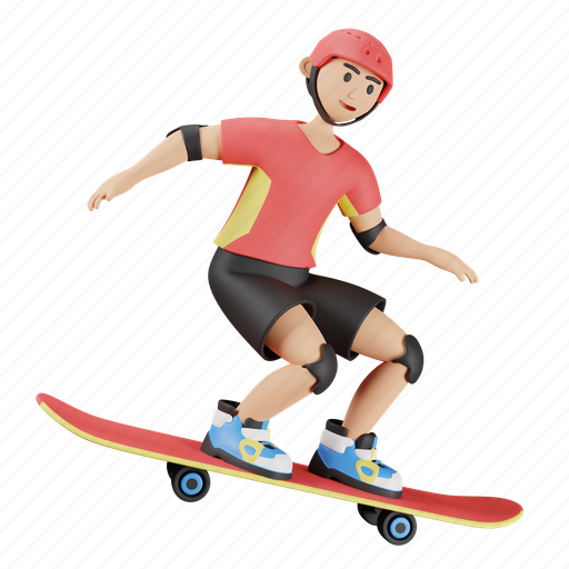Skateboarding, sports, game, play 3D illustration - Download on Iconfinder