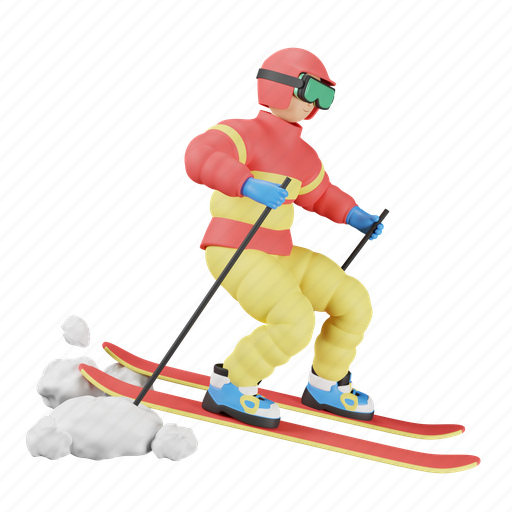 Skiing, ice, skating, snow 3D illustration - Download on Iconfinder