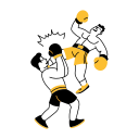 boxing match, fight, punching, players, sport 