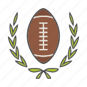american football, ball, champion, laurel, rugby, sport, wreath