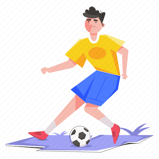 Soccer player, football player, soccer game, football game, ball game illustration - Download on Iconfinder