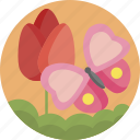 butterfly, tulip, nature, spring, flower, floral