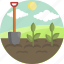 land, spring, plant, shovel, field, landscape 