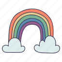 bow, clouds, rain, rainbow, weather