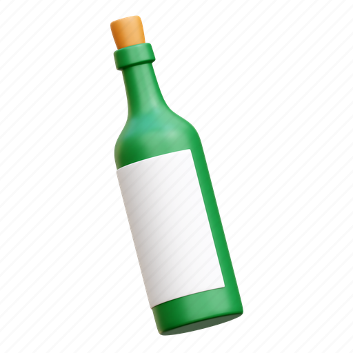 Wine, bottle, alcohol, drink 3D illustration - Download on Iconfinder