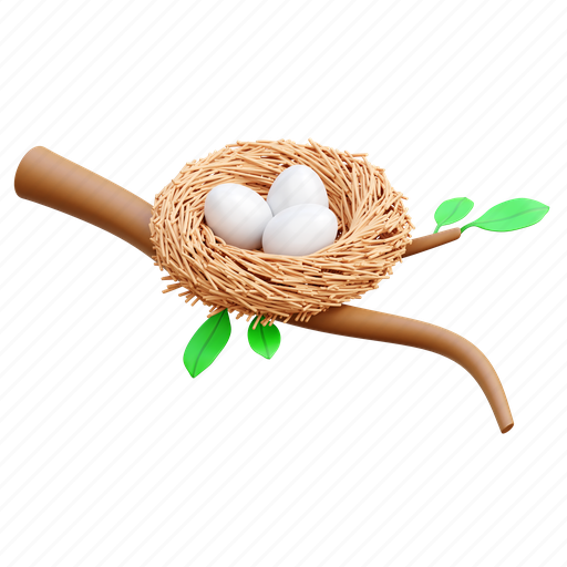 Bird nest, bird, nest, eeg, birdhouse 3D illustration - Download on Iconfinder