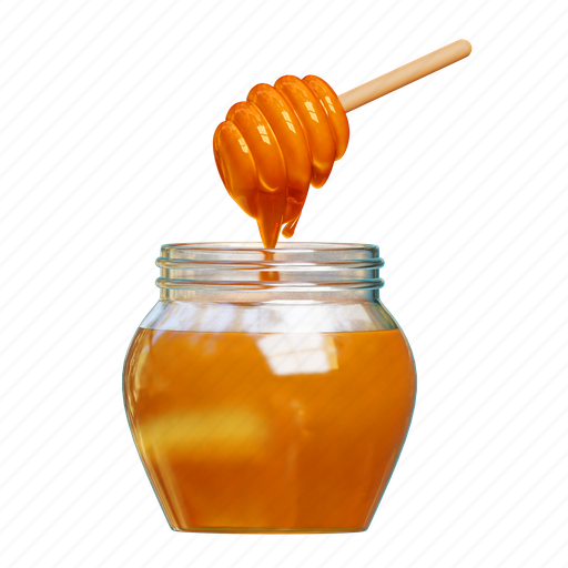 Honey, jar, bee, food, honey jar 3D illustration - Download on Iconfinder