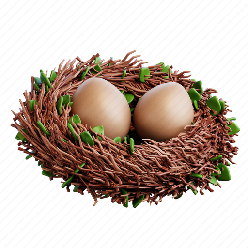 Bird, nest, egg, birdhouse, spring, easter, bird nest 3D illustration - Download on Iconfinder