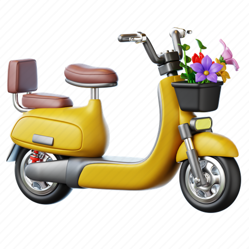 Electric, flower, garden, spring, scooter, floral, nature 3D illustration - Download on Iconfinder