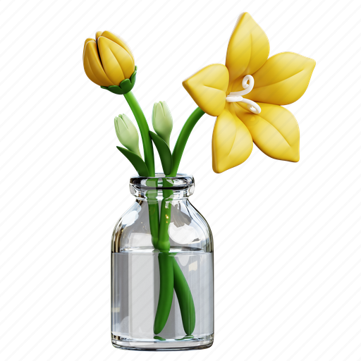 Flower, bottle, plant, pot, spring, floral, blossom 3D illustration - Download on Iconfinder