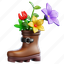 flower, boot, blossom, plant, spring, floral, garden, shoe, nature 