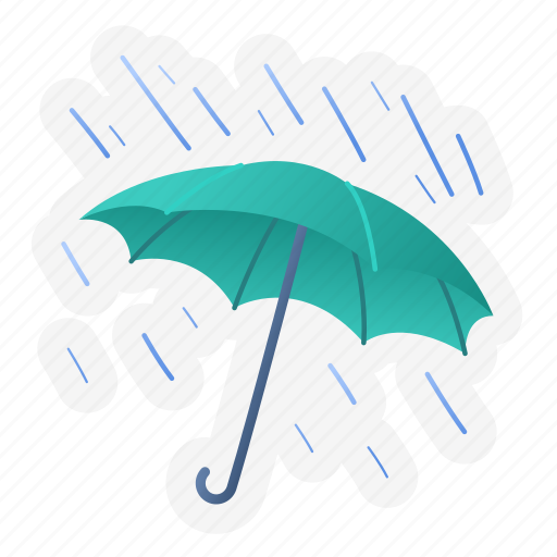 Rainy, rain, umbrella, season, weather, raindrops sticker - Download on Iconfinder