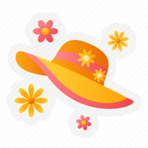 Hat, flower, summer, holiday, spring sticker - Download on Iconfinder