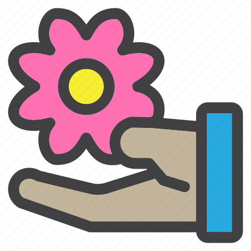 Flower, gesture, hand, plant, spring icon - Download on Iconfinder
