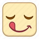 emoji, emotion, expression, face, licking, smile