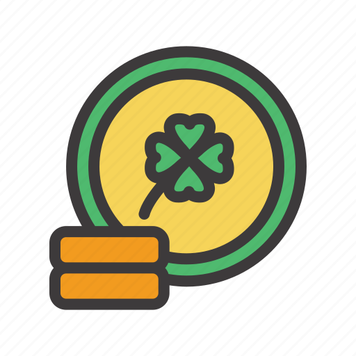 Irish, clover, celebration, shamrock, coin, luck, gold icon - Download on Iconfinder