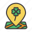 irish, clover, celebration, shamrock, location, map, pin, st patrick 