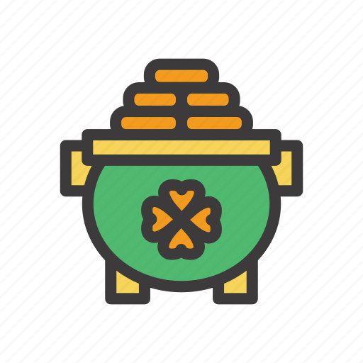 Irish, clover, celebration, shamrock, pot, coin, gold icon - Download on Iconfinder