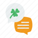 irish, clover, celebration, shamrock, chat, talk, text, st patrick