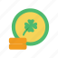 irish, clover, celebration, shamrock, coin, luck, gold, st patrick 