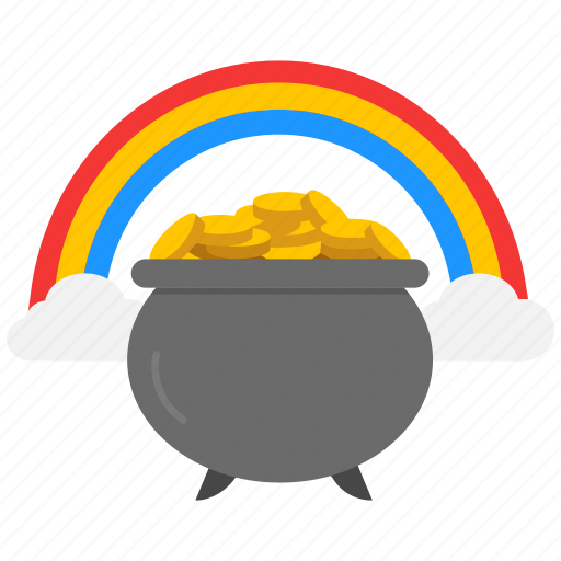 Coin, feast, gold, pot of coin, pot of gold, rainbow icon - Download on Iconfinder