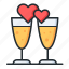 glasses, love, romance, champagne 