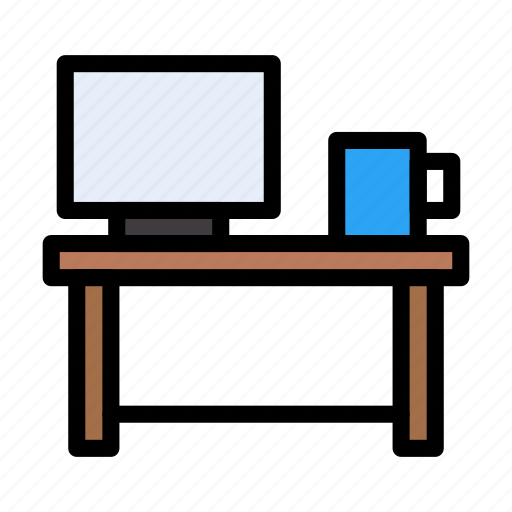 Coffee, computer, desk, screen, table icon - Download on Iconfinder