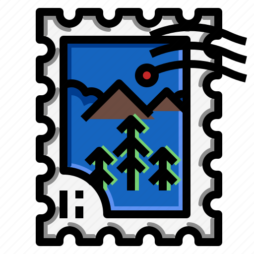Forest, grunge, mountain, stamp, travel icon - Download on Iconfinder