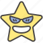 cool, emoji, emotion, happy, smile, star, sunglasses 