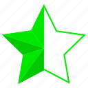 green, half, rating, star