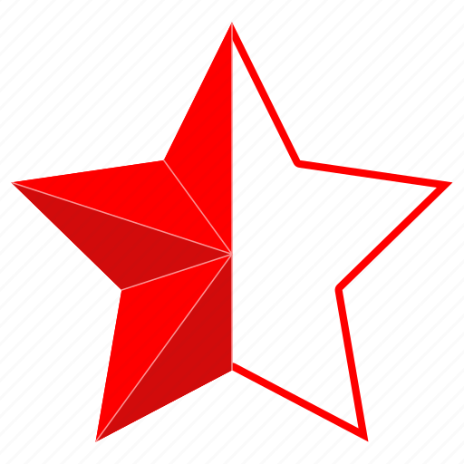 Half, rating, red, star icon - Download on Iconfinder
