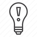 idea, lightbulb, lamp, exclamation