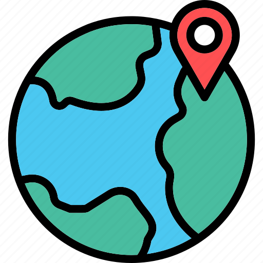 Global location, location, map pin, world map, global earth, navigation pin icon - Download on Iconfinder