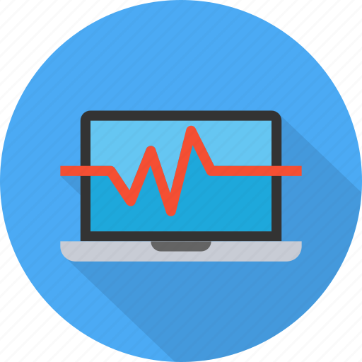 Analysis, analytics, chart, graph, laptop, monitoring, pulse rate icon - Download on Iconfinder