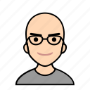 avatars, startup, bald, glasses, male, man 